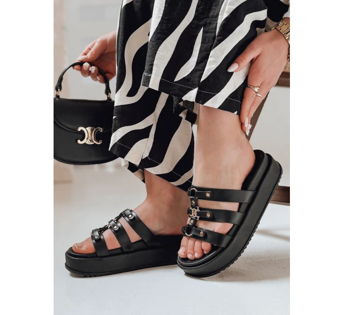Dámské žabky na platformě PLATOFI black FashionStreet ZY0879