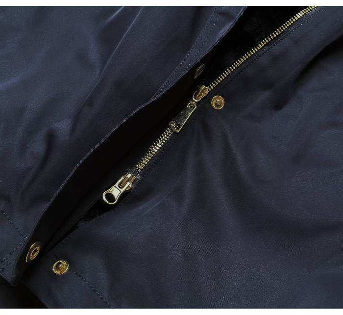 Tmavě modrá dámská zimní bunda parka s kapucí (B531-3)