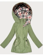 Damska kurtka z wykończeniem w kratkę Goodlookin khaki (KK60411-3#)