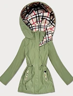 Dámská khaki bunda s kostkovaným lemováním Goodlookin (KK60411-3#)