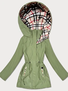 Dámská khaki bunda s kostkovaným lemováním Goodlookin (KK60411-3#)