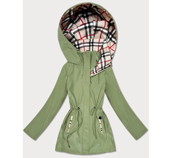 Damska kurtka z wykończeniem w kratkę Goodlookin khaki (KK60411-3#)