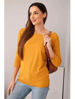 Dámská halenka s lodičkovým výstřihem hořčicová