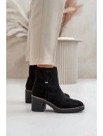 Dámské Botky Na Podpatku Zateplené Eko Semišové Černé model 21669122 - Boto Dámské Botky Na Podpatku Zateplené Eko Semišové Černé model 21669122 - Boto
