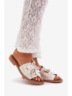 Pantofle S Dekorací Přírodní Kůže Zazoo 3667 Zlatý Opraný Pantofle S Dekorací Přírodní Kůže Zazoo 3667 Zlatý Opraný