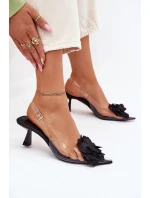 Průhledné Sandály Na Podpatku S Ozdobným Černé model 21699913 - Boto Průhledné Sandály Na Podpatku S Ozdobným Černé model 21699913 - Boto