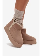 Dámské Sněhule Na Platformě S Prošíváním Big Star SS274129 Béžové Dámské Sněhule Na Platformě S Prošíváním Big Star SS274129 Béžové