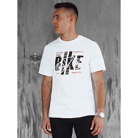 Pánské bílé tričko s potiskem FashionStreet RX5450 Pánské bílé tričko s potiskem FashionStreet RX5450