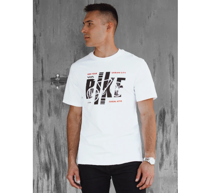 Pánské bílé tričko s potiskem FashionStreet RX5450 Pánské bílé tričko s potiskem FashionStreet RX5450