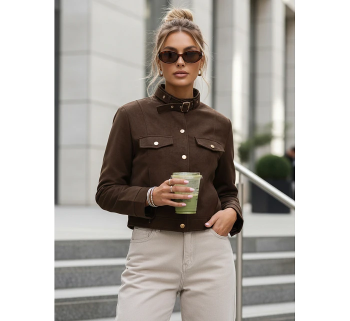 Kurtka damska z na brązowa model 22084552 - FashionStreet Kurtka damska z na brązowa model 22084552 - FashionStreet