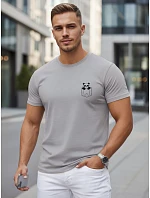 Pánské bavlněné tričko s malým potiskem, šedé, FashionStreet NX5131R