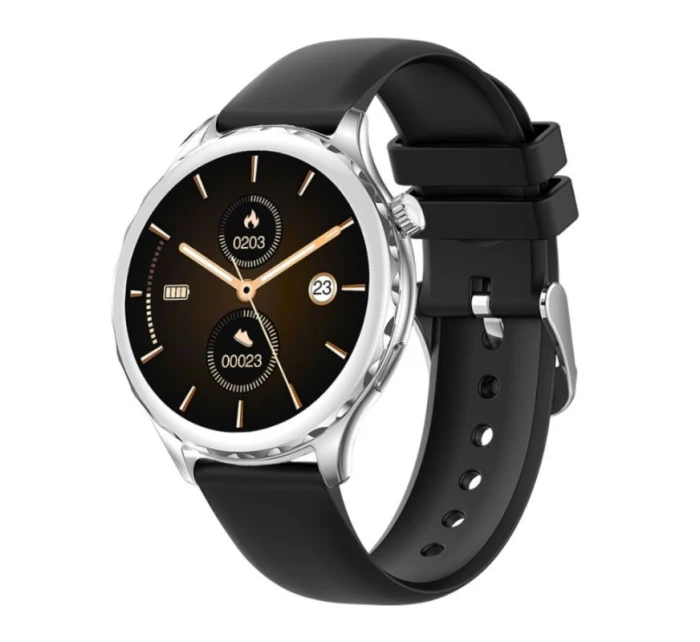 Dámské chytré hodinky Rubicon RNCF02-1 Silver + Black Silicone Strap Dámské chytré hodinky Rubicon RNCF02-1 Silver + Black Silicone Strap