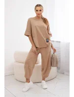 Bavlněný komplet halenka + kalhoty Velbloud Bavlněný komplet halenka + kalhoty Velbloud