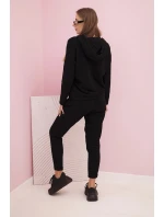 Dámská bavlněná souprava s kapucí a potiskem černá Dámská bavlněná souprava s kapucí a potiskem černá