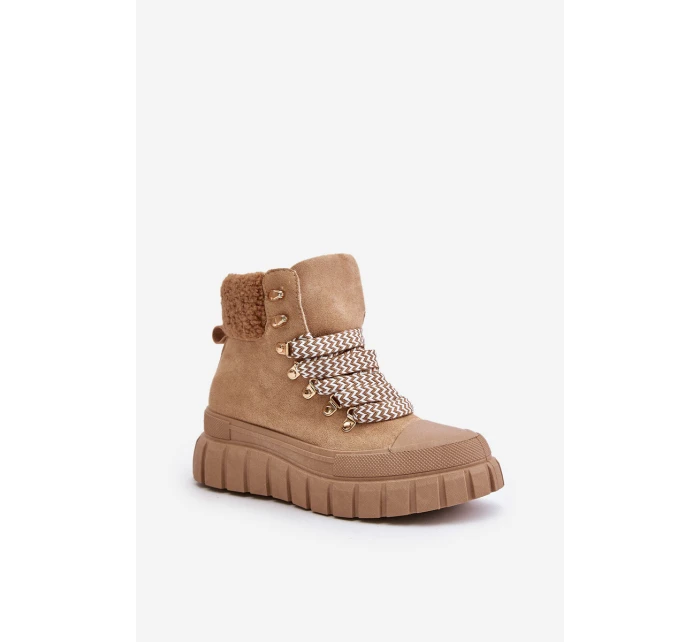 Dámské Zateplené Boty Trapery Na Platformě Hnědé model 21673064 - EVENTO