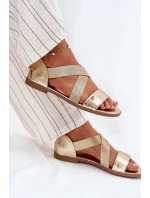 Dámské ploché sandály s elastickými pásky zlaté Marinea Dámské ploché sandály s elastickými pásky zlaté Marinea