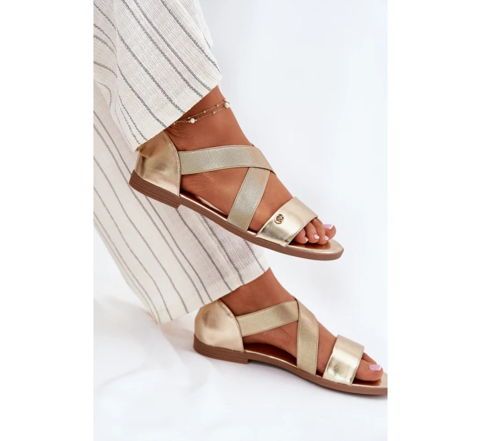 Dámské ploché sandály s elastickými pásky zlaté Marinea Dámské ploché sandály s elastickými pásky zlaté Marinea