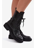 Kožené workery s izolací model 22557411 Černé - VINCEZA