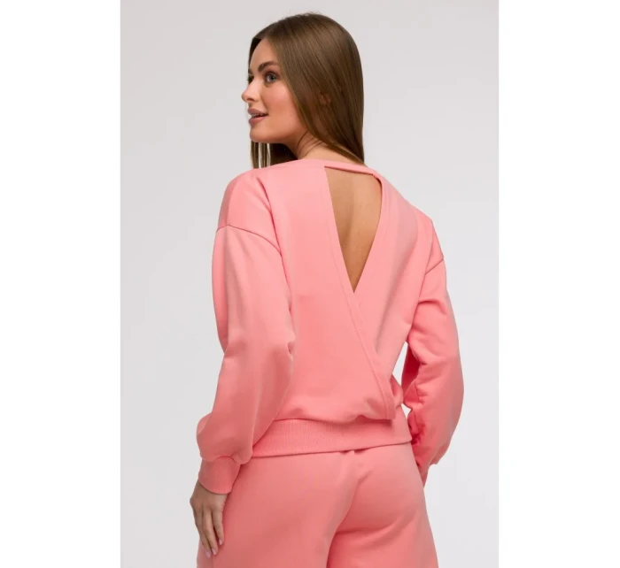 model 21047186 Mikina s otevřenými zády korálová - BeWear model 21047186 Mikina s otevřenými zády korálová - BeWear