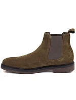 Pánské kožené kotníkové boty v barvě khaki model 22348429 - Big Star Pánské kožené kotníkové boty v barvě khaki model 22348429 - Big Star