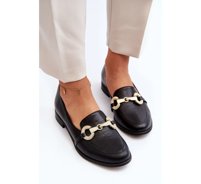 Zazoo 2880 Dámské Mokasíny Kožené S Ozdobou Černé