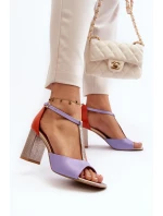 Kožené sandály na podpatku Laura Messi 2759 fialové