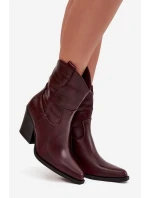 Dámské kožené boty typu kovboj na podpatku Bordové Sorelia Dámské kožené boty typu kovboj na podpatku Bordové Sorelia