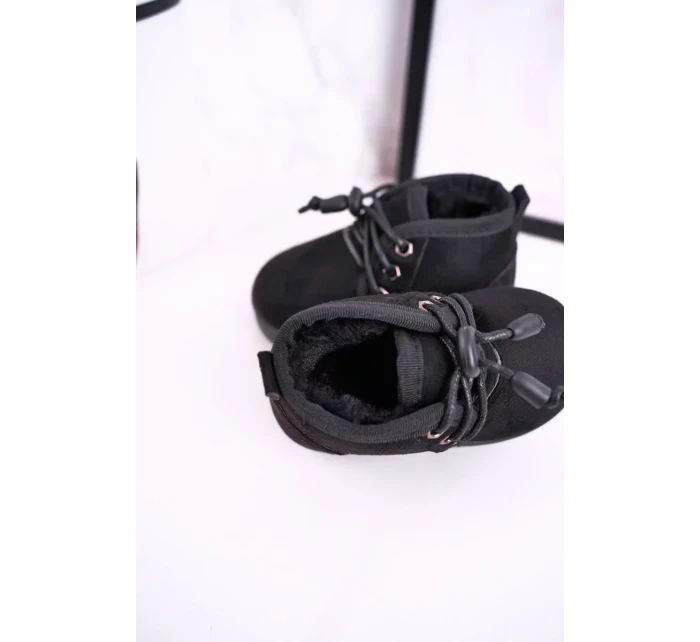 Dívčí šněrovací Sněhové Boty S Kožešinou černé Hunter