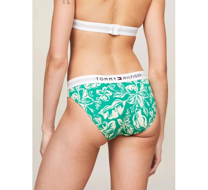 Dámské plavkové kalhotky UW0UW05366 0IE zelené se vzorem - Tommy Hilfiger
