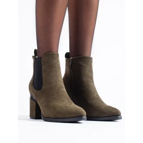 Výborné zelené  kotníčkové boty dámské płaski