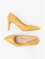 Pěkné žluté  lodičky dámské na jehlovém podpatku