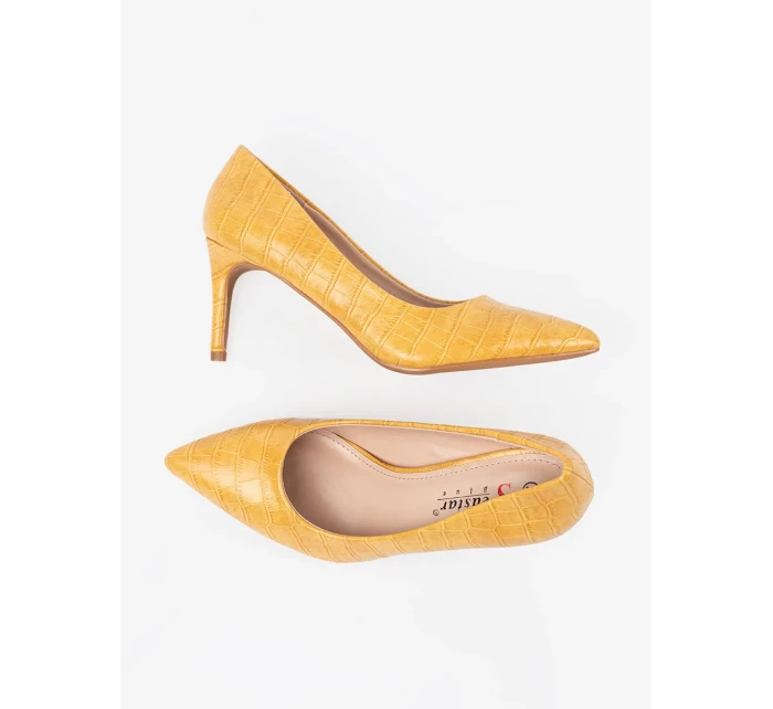 Pěkné žluté  lodičky dámské na jehlovém podpatku