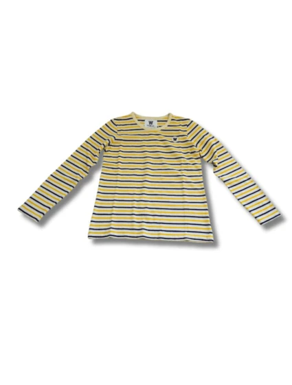 Wood Wood Kim Tričko s dlouhým rukávem s bílými/žlutými pruhy - 10235409-2323-Stripes