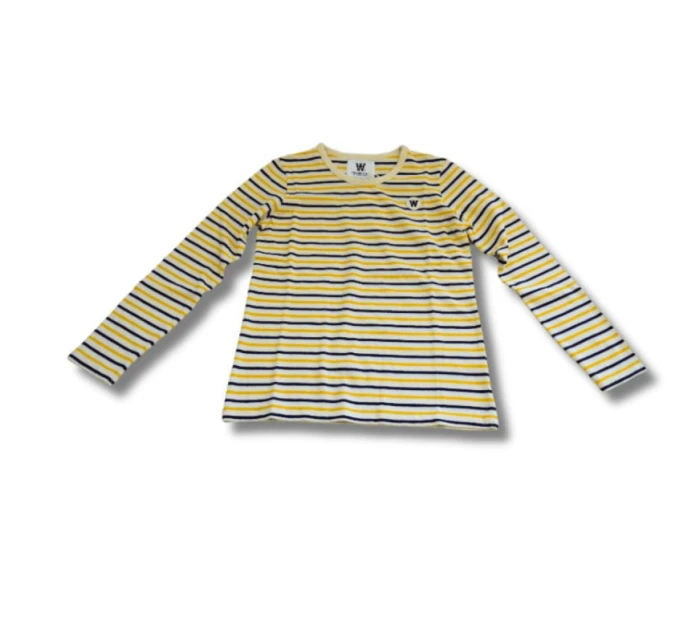 Wood Wood Kim Tričko s dlouhým rukávem s bílými/žlutými pruhy - 10235409-2323-Stripes