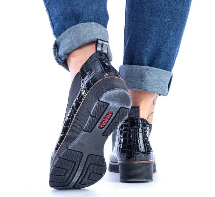 Kožené boty z hadí kůže Rieker W R474 černé Kožené boty z hadí kůže Rieker W R474 černé