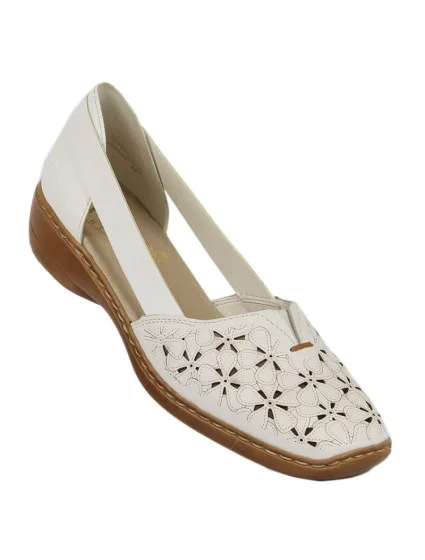 W bílá kožená polobotka model 22050397 - Rieker W bílá kožená polobotka model 22050397 - Rieker