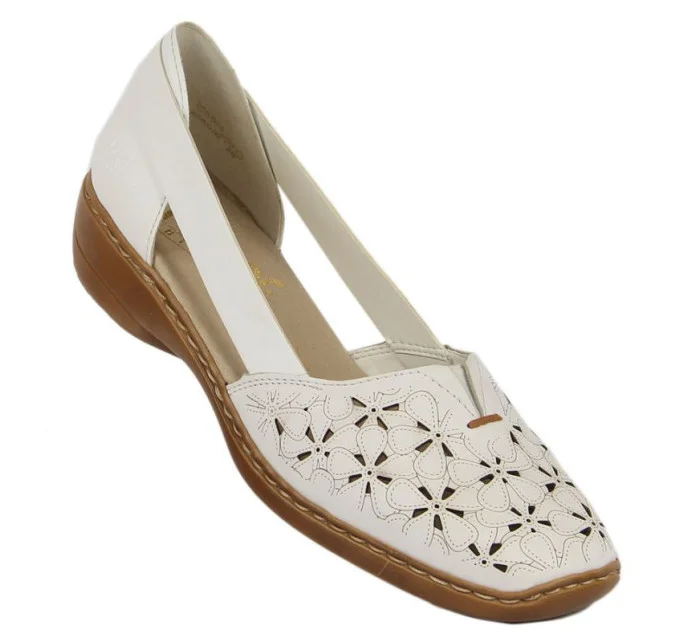 Rieker W RKR442B bílá ažurová kožená polobotka