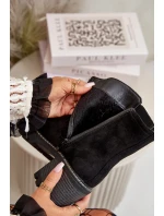 Dámské botky na podpatku z eko semiše zateplené černé Nevitas