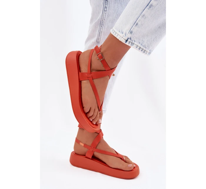 Dámské žabky na platformě oranžové model 22038427 - Boto
