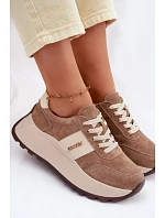 Dámské tenisky na platformě z přírodního semiše tmavě béžové Rosinae Dámské tenisky na platformě z přírodního semiše tmavě béžové Rosinae