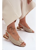 Dámské sandály na nízkém podpatku s ozdobou Zlato Glima