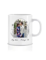 Personalizovaný klasický bílý keramický hrníček 300 ml s květinovým ohraničením