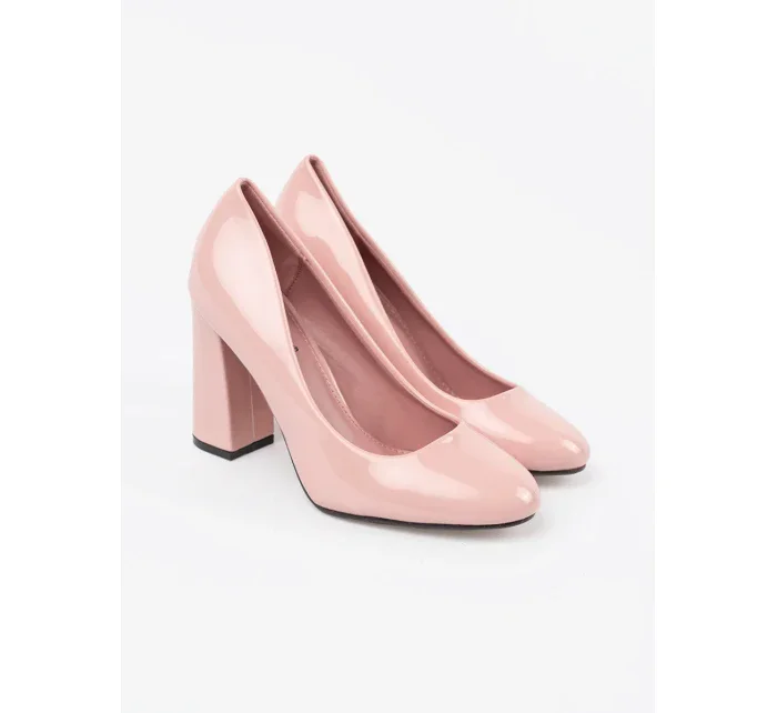 Výborné dámské růžové  lodičky na širokém podpatku