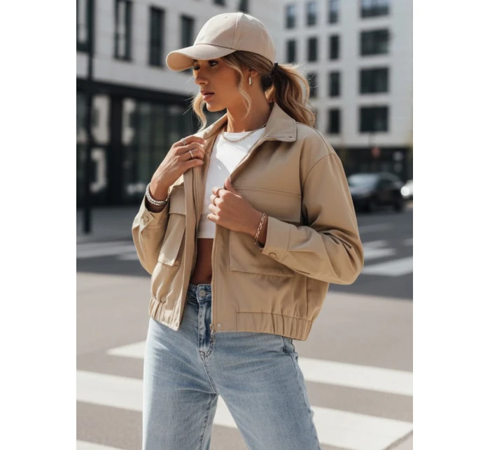 Dámská přechodná bunda ISTAN tmavě béžová FashionStreet TY4184