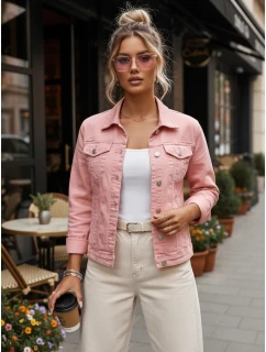 FashionStreet dámská růžová džínová bunda TY5597
