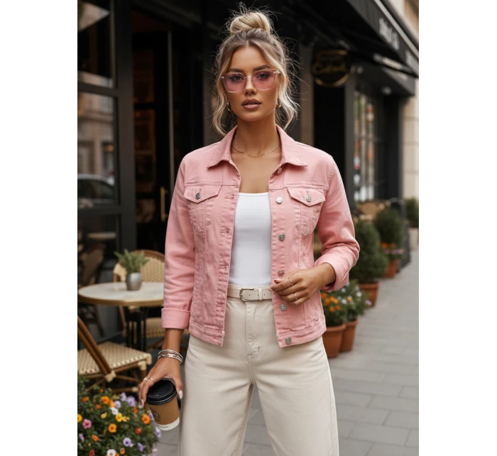 FashionStreet dámská růžová džínová bunda TY5597