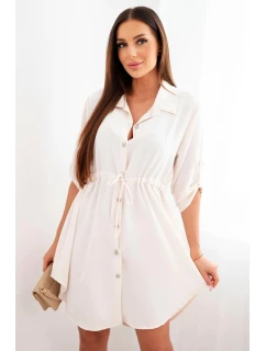 Šaty se zapínáním na knoflíky a zavazováním v pase fialka