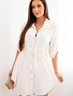 Šaty se zapínáním na knoflíky a zavazováním v pase fialka