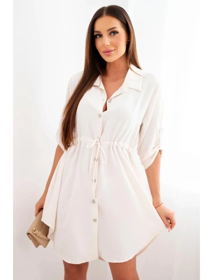 Šaty se zapínáním na knoflíky a zavazováním v pase fialka Šaty se zapínáním na knoflíky a zavazováním v pase fialka