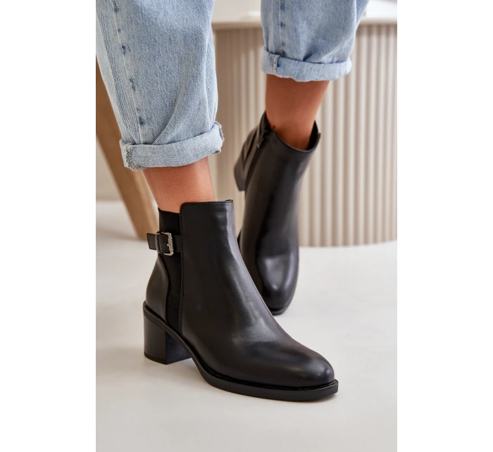 Dámské zimní zateplené boty na podpatku s přezkou Černé Nevillira Dámské zimní zateplené boty na podpatku s přezkou Černé Nevillira